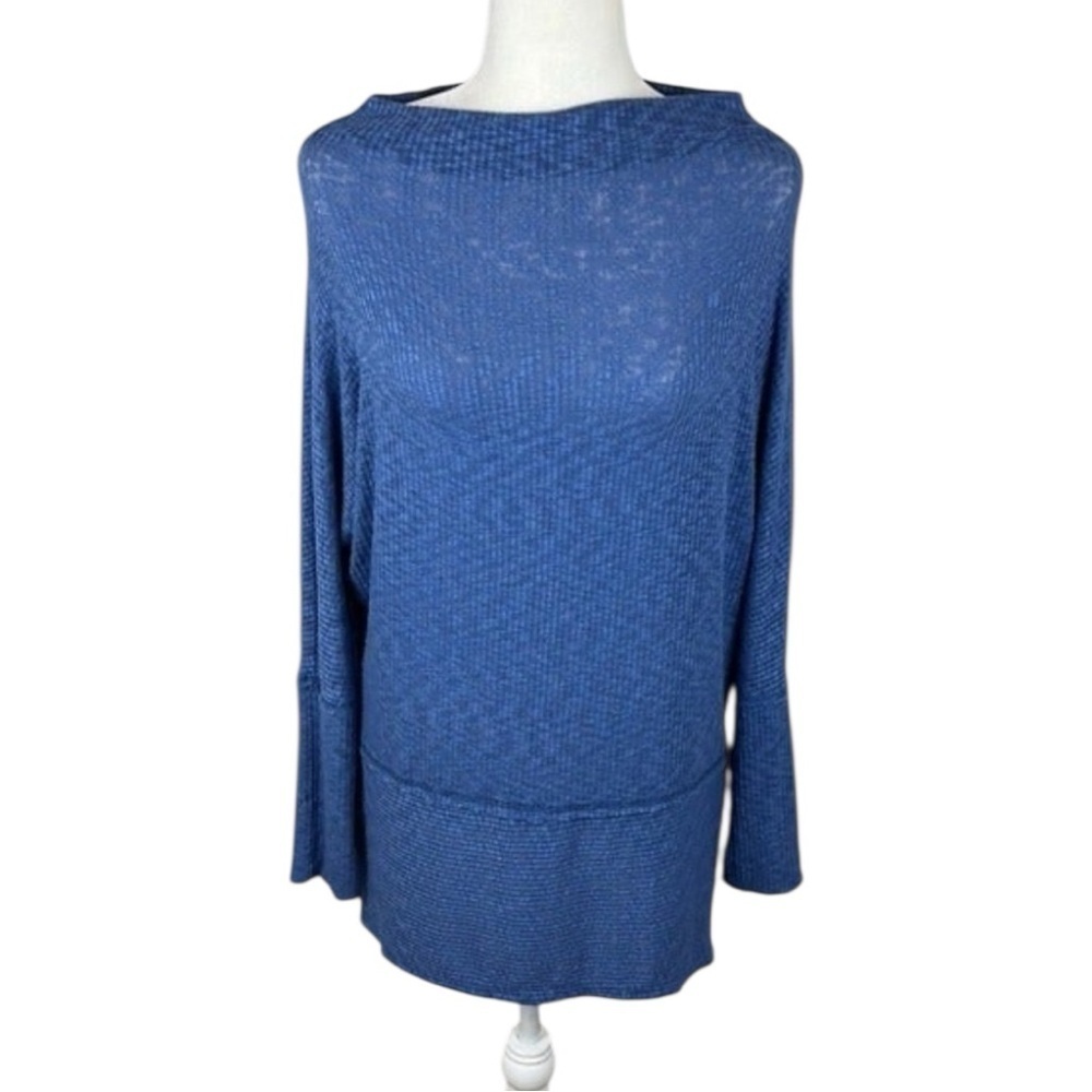 Bobeau Blue Slouchy Knit Tunic Top Size Small